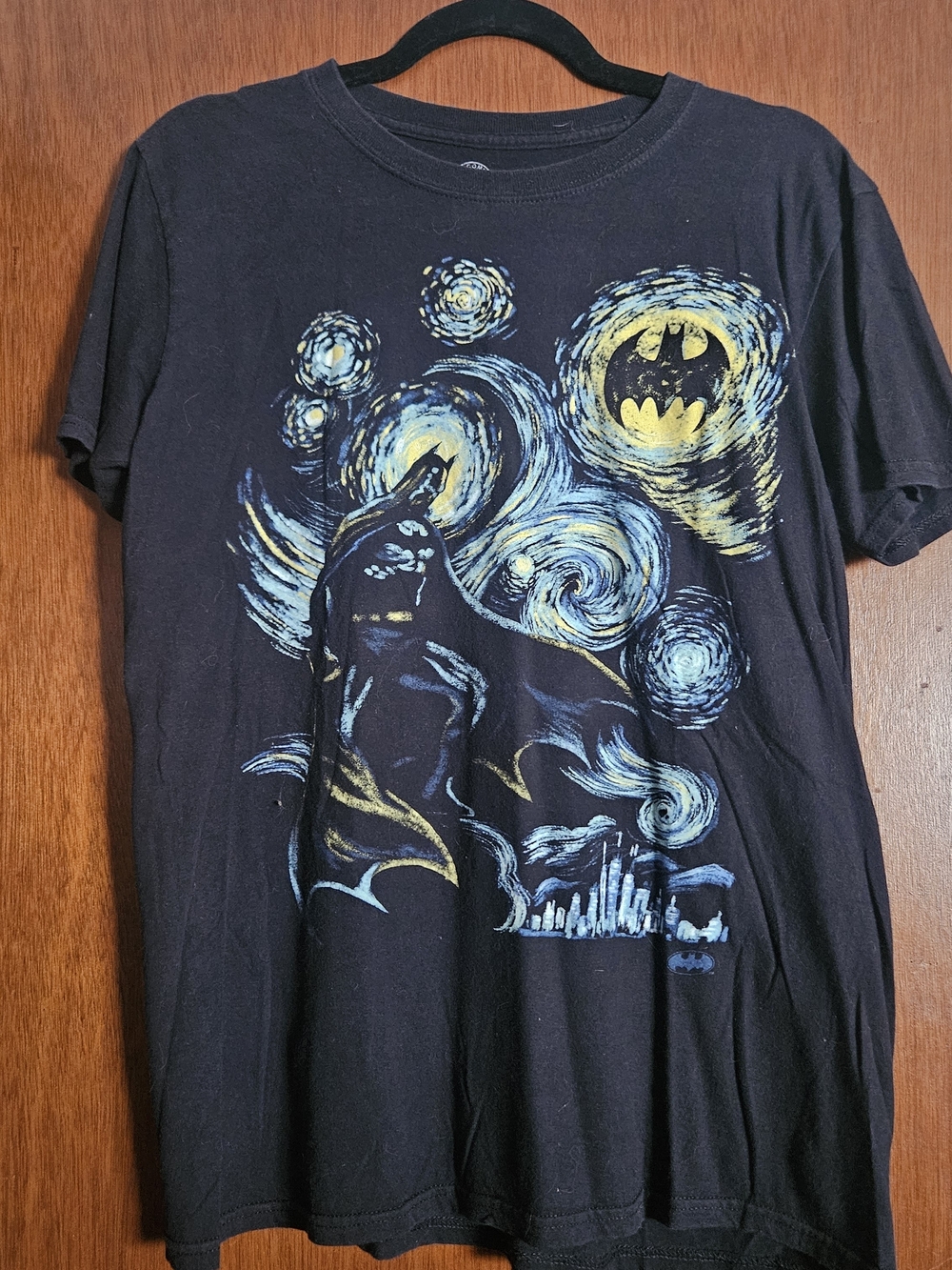 DC Comics Black Batman Starry Swirl Graphic Tee